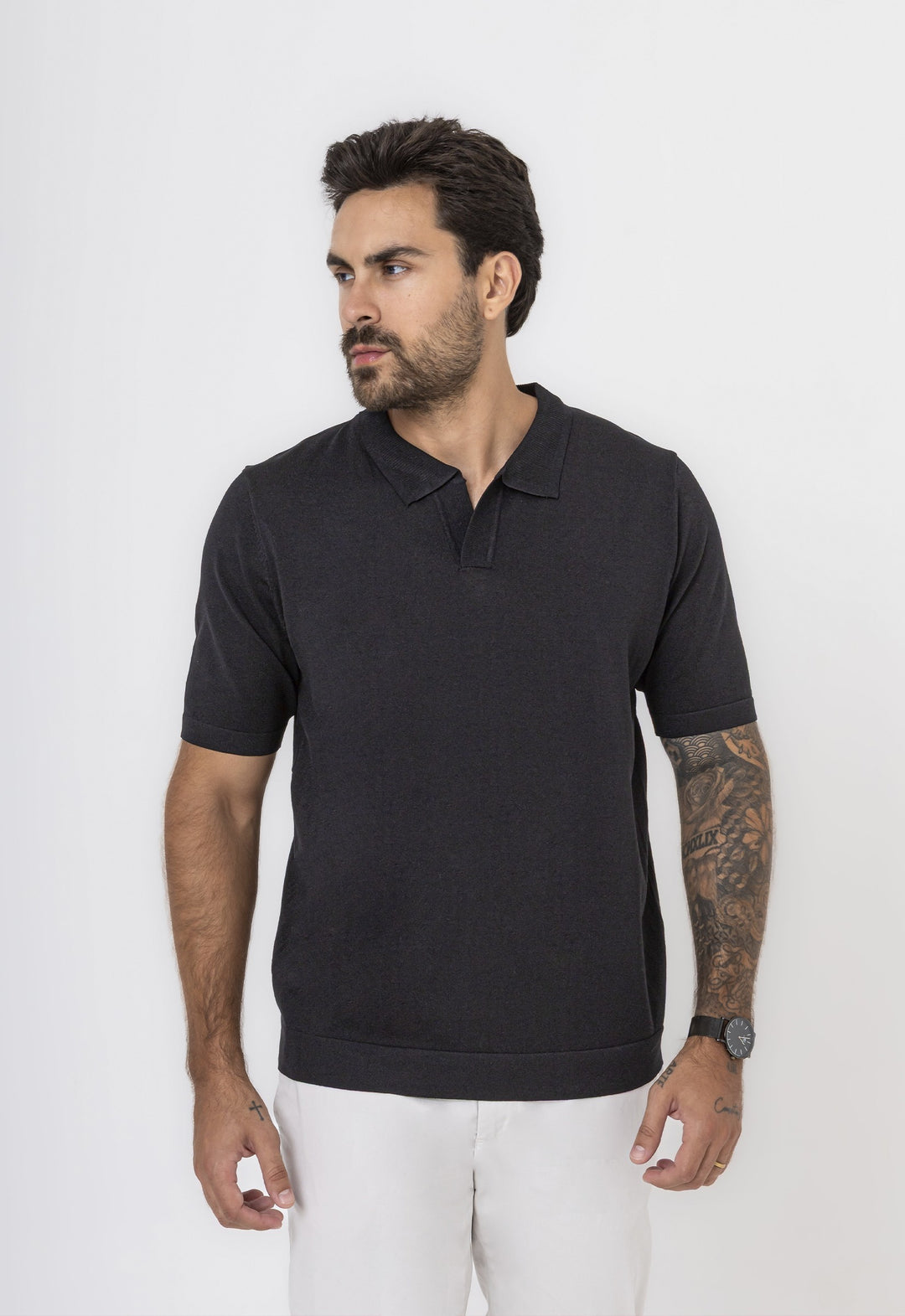 Polo Tricot Casual Preta