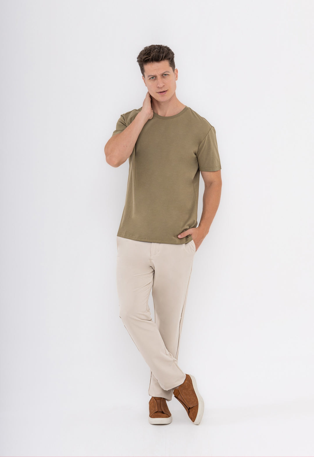 Camiseta Malha Sorona Verde Militar