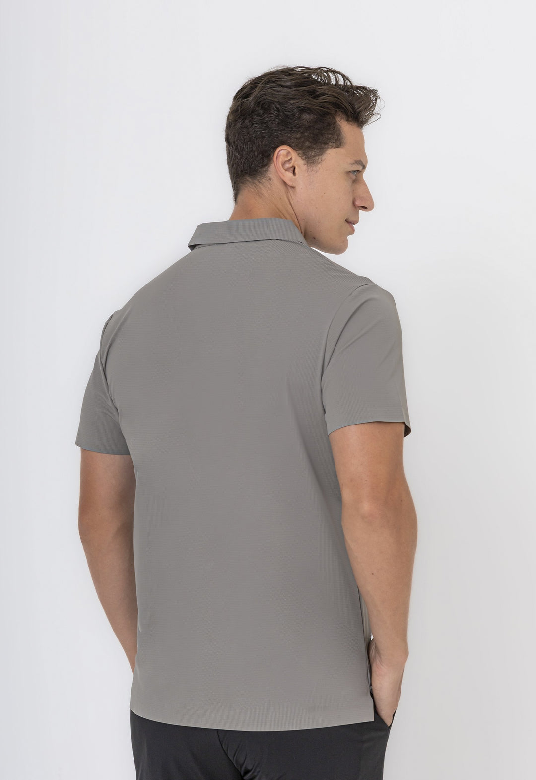 Polo Dry-Fit Motion Texturizada Cinza