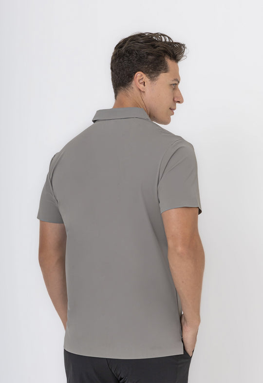 Polo Dry-Fit Motion Texturizada Cinza