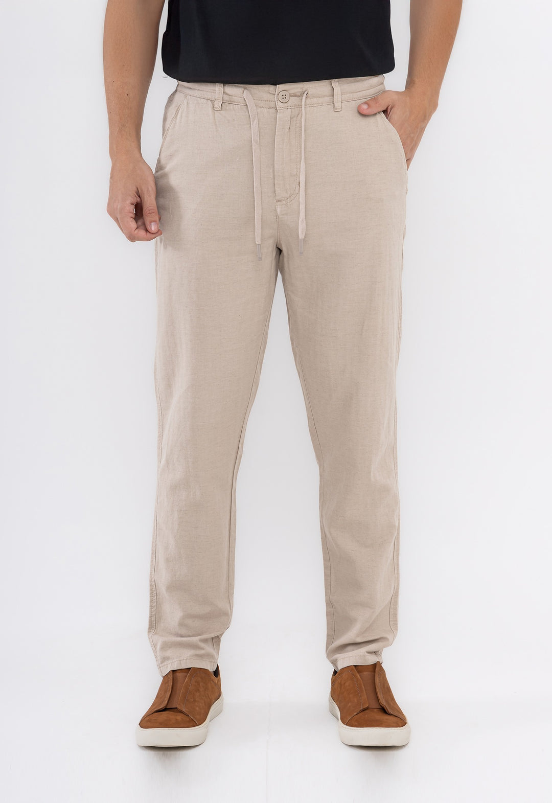 Calça Linho com Algodão Capri Areia