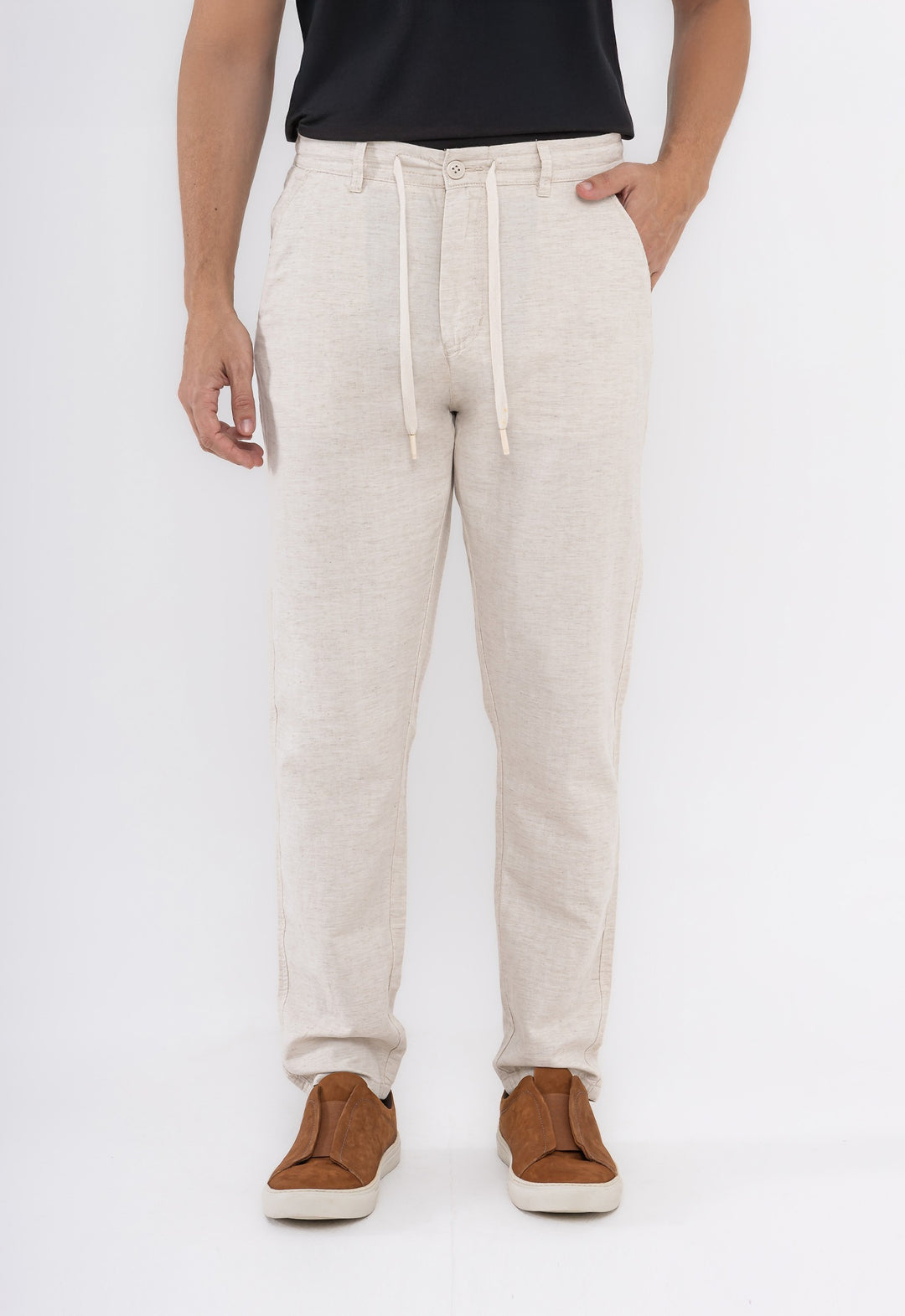 Calça Linho com Algodão Capri Natural