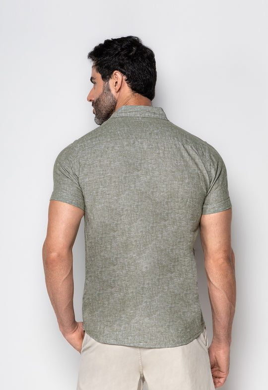 Camisa Linho com Algodão Capri MC Verde