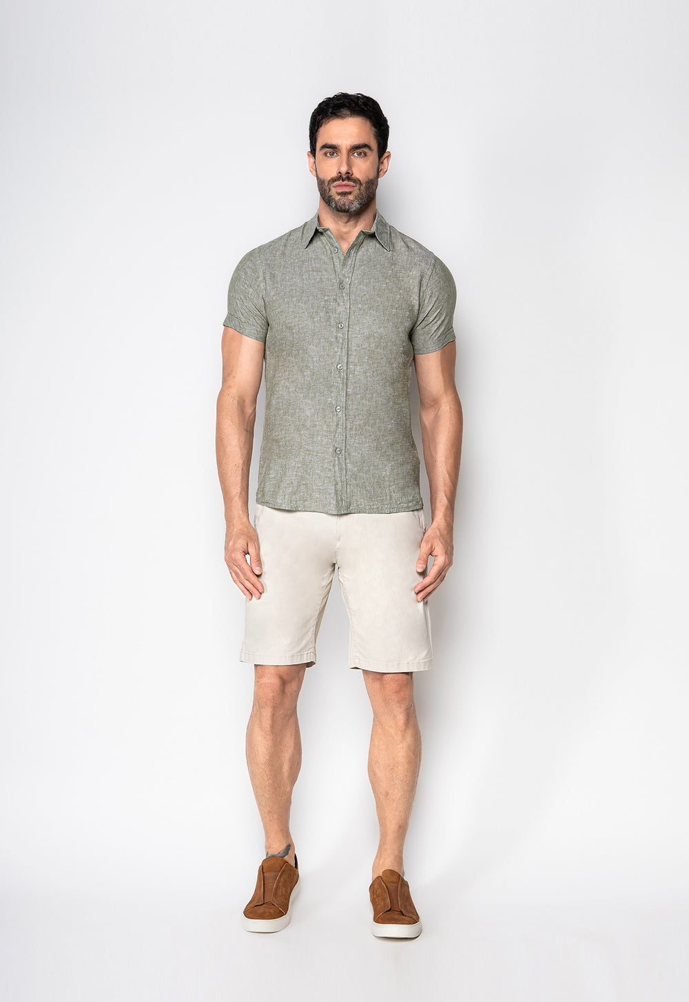 Camisa Linho com Algodão Capri MC Verde