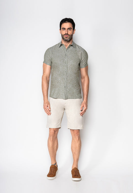 Camisa Linho com Algodão Capri MC Verde