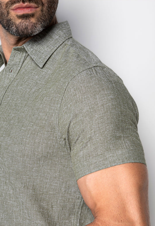 Camisa Linho com Algodão Capri MC Verde