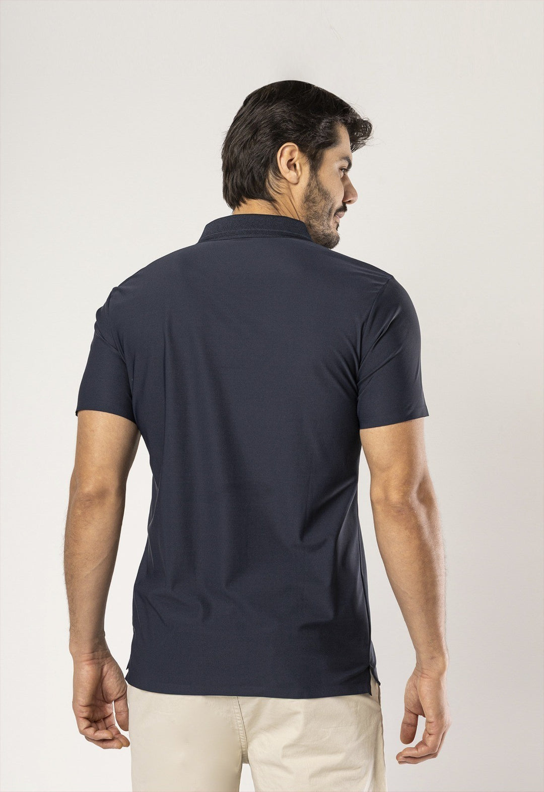 Polo Dry Fit Zíper C/ Gola Jackard Grafite