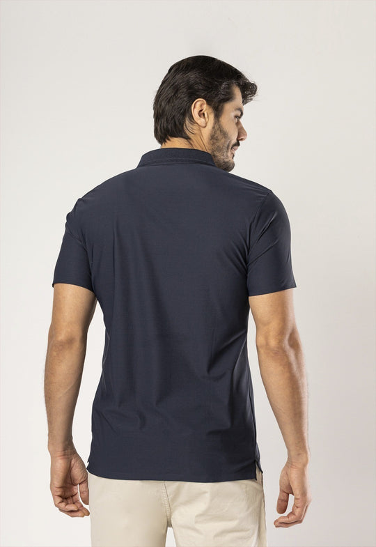 Polo Dry Fit Zíper C/ Gola Jackard Grafite