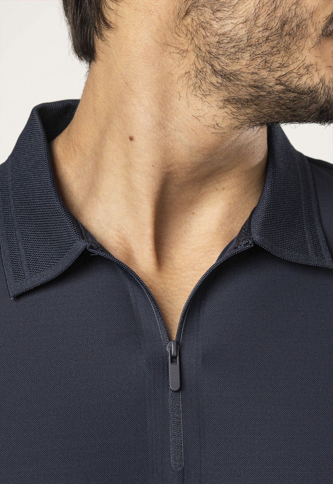 Polo Dry Fit Zíper C/ Gola Jackard Grafite