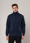 TRICOT MESCLADO MEIO ZIP MARINHO