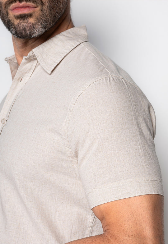Camisa Linho com Algodão Capri MC Natural