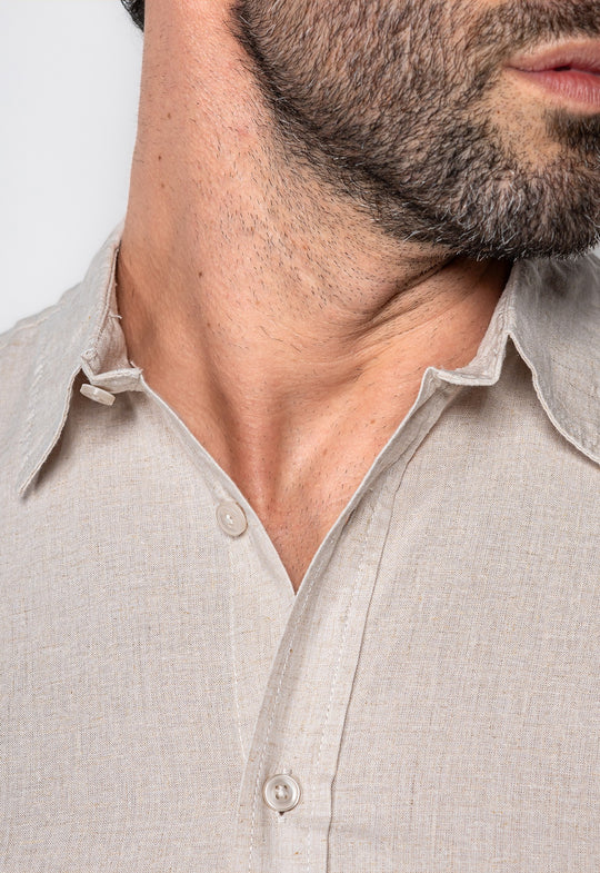 Camisa Linho com Algodão Capri MC Natural