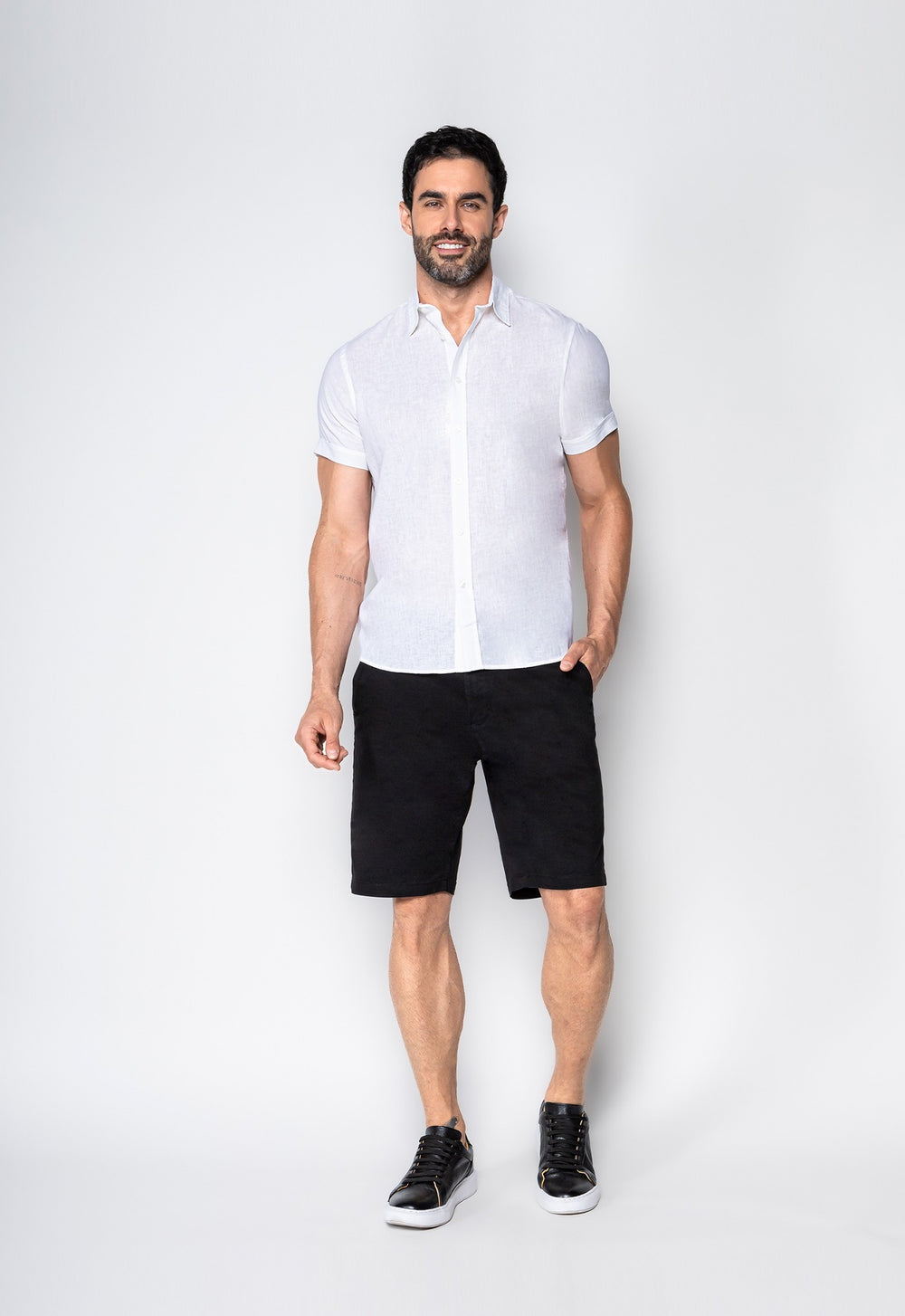 Camisa Linho com Algodão Capri MC Off White