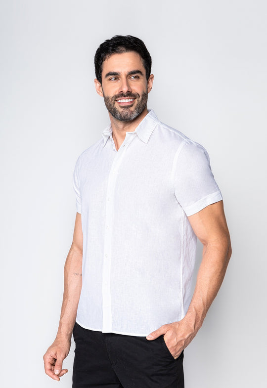 Camisa Linho com Algodão Capri MC Off White