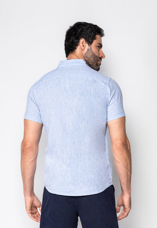 Camisa Linho com Algodão Capri MC Azul