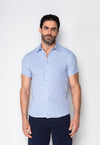 Camisa Linho com Algodão Capri MC Azul