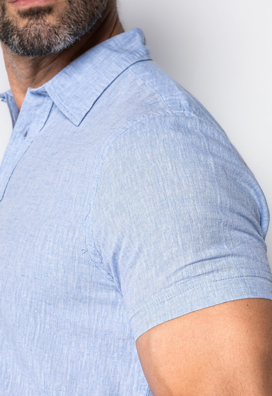 Camisa Linho com Algodão Capri MC Azul