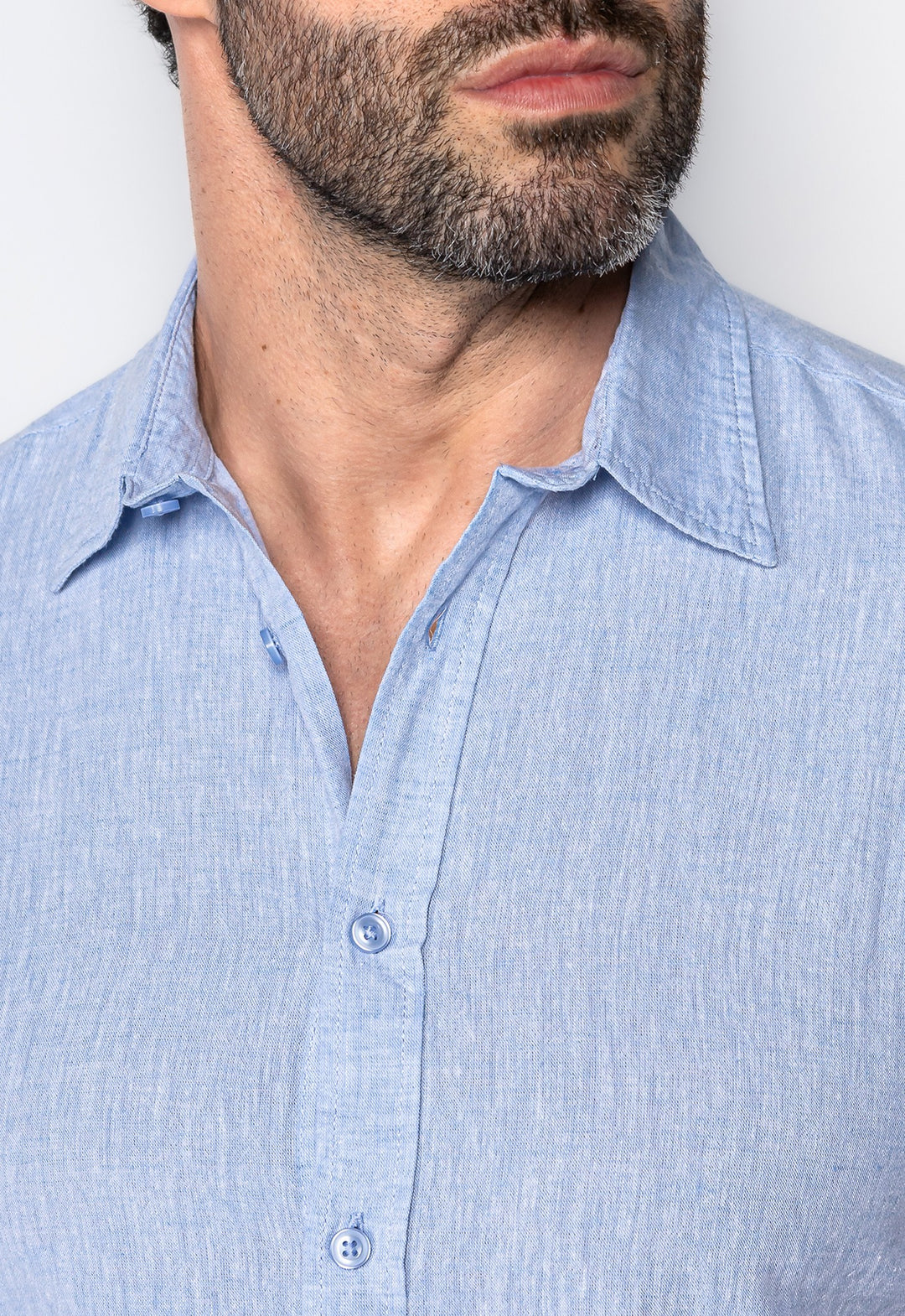 Camisa Linho com Algodão Capri MC Azul