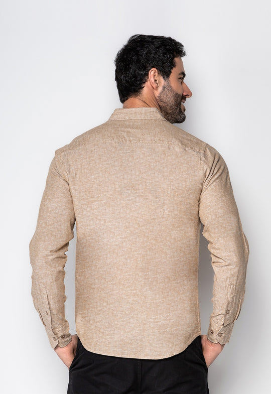 Camisa Linho com Algodão Capri Caqui