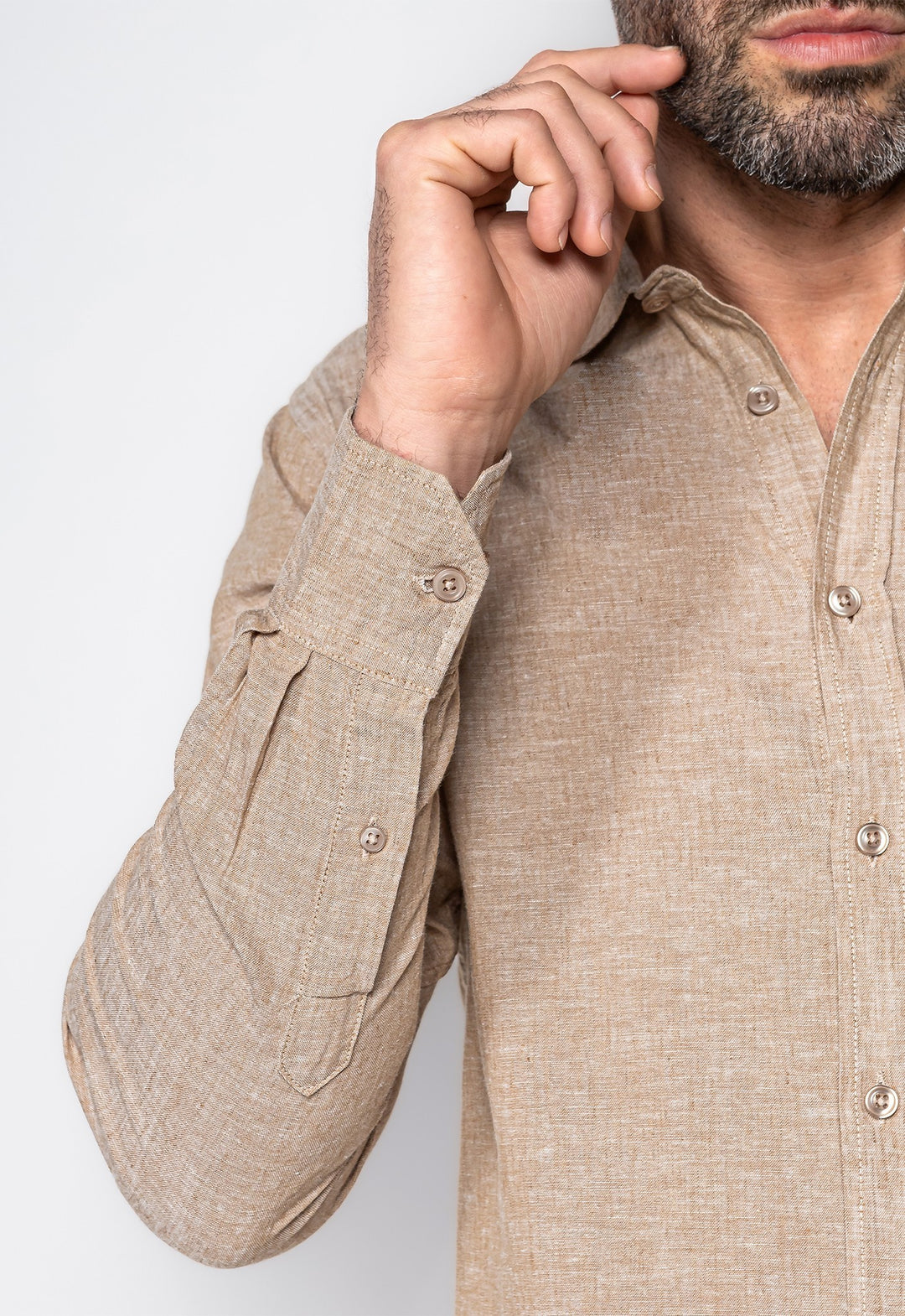 Camisa Linho com Algodão Capri Caqui