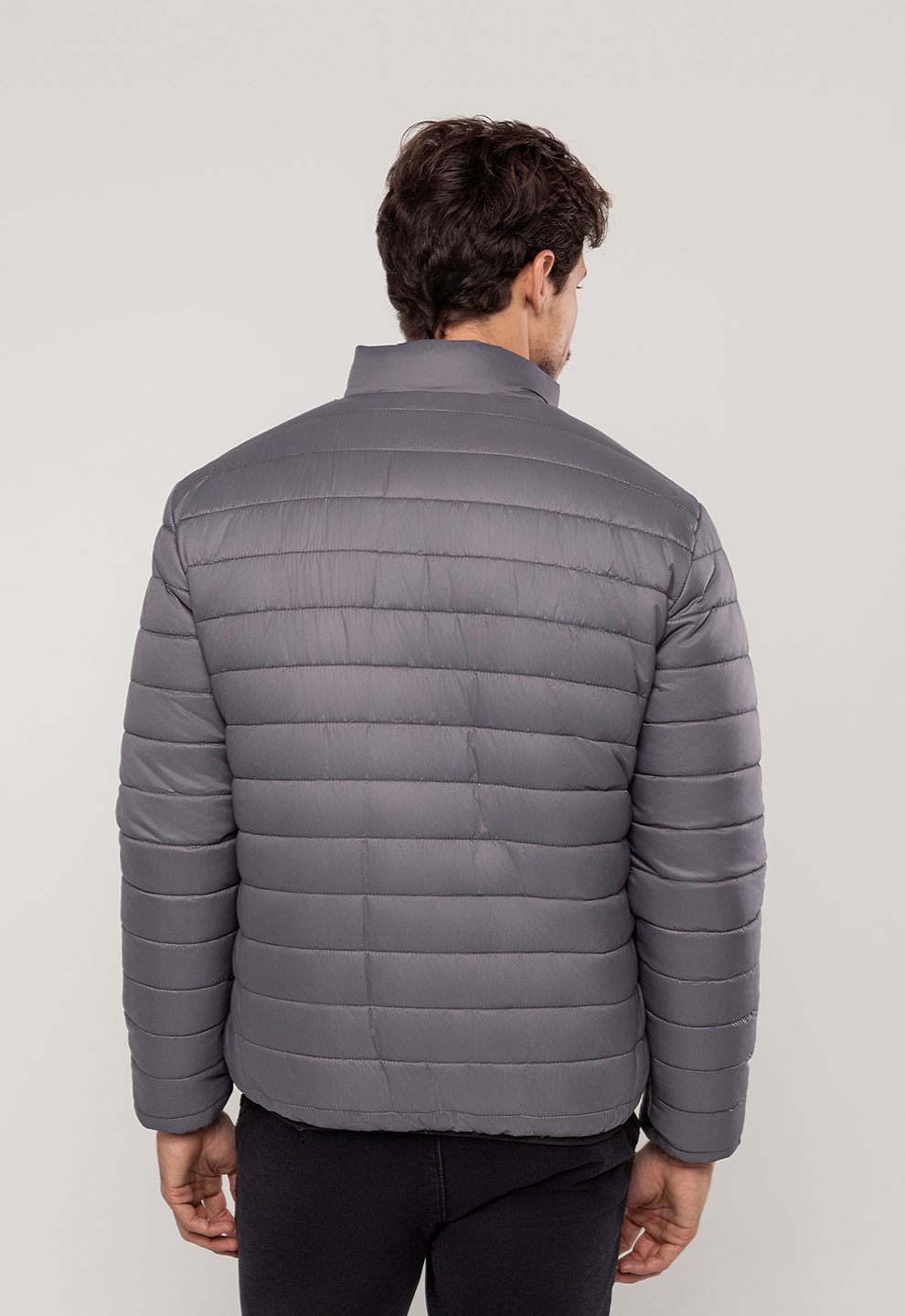 Jaqueta Puffer Dupla Face Preta/Cinza