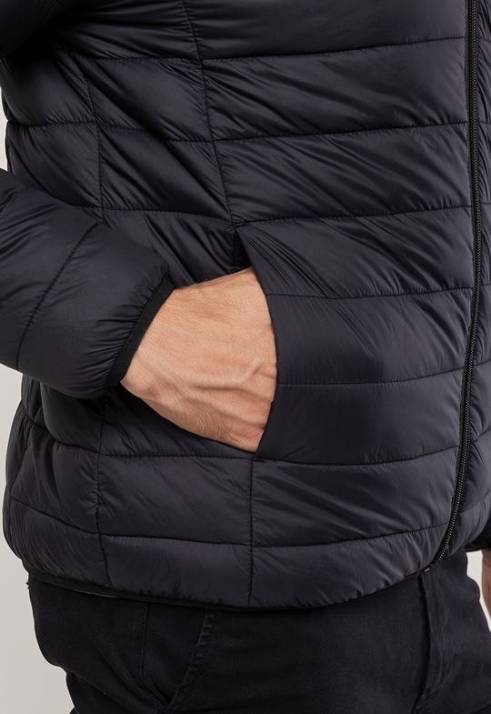 Jaqueta Puffer Dupla Face Preta/Cinza