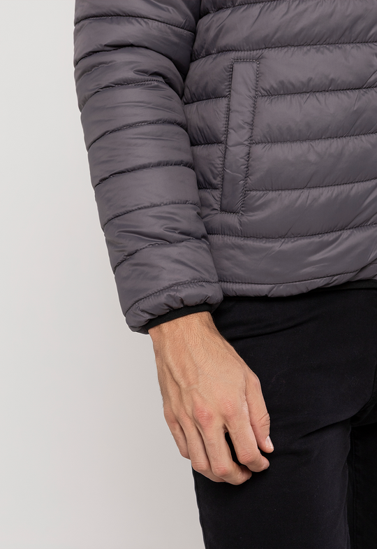 Jaqueta Puffer Dupla Face Preta/Cinza