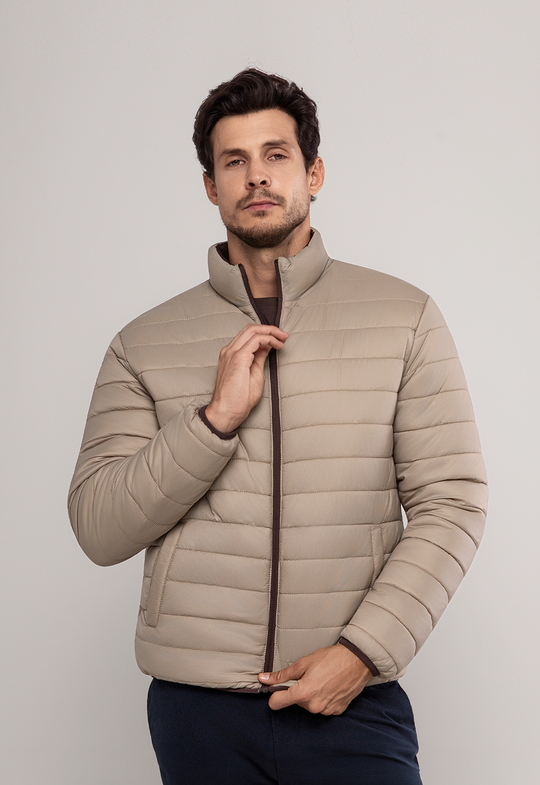 Jaqueta Puffer Dupla Face  Marrom/Bege
