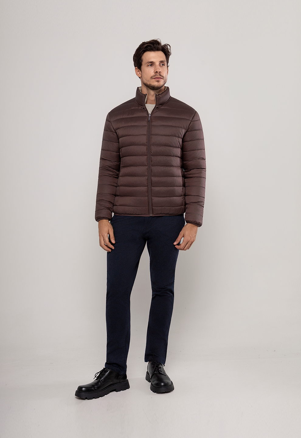 Jaqueta Puffer Dupla Face  Marrom/Bege