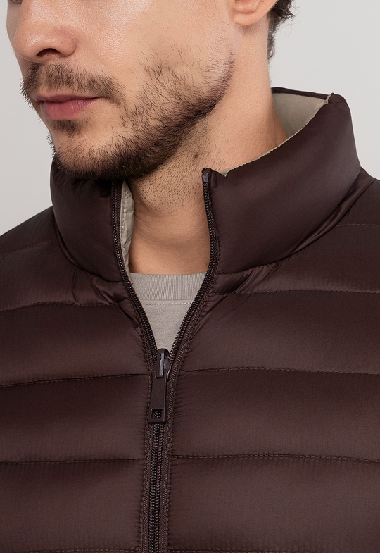 Jaqueta Puffer Dupla Face  Marrom/Bege