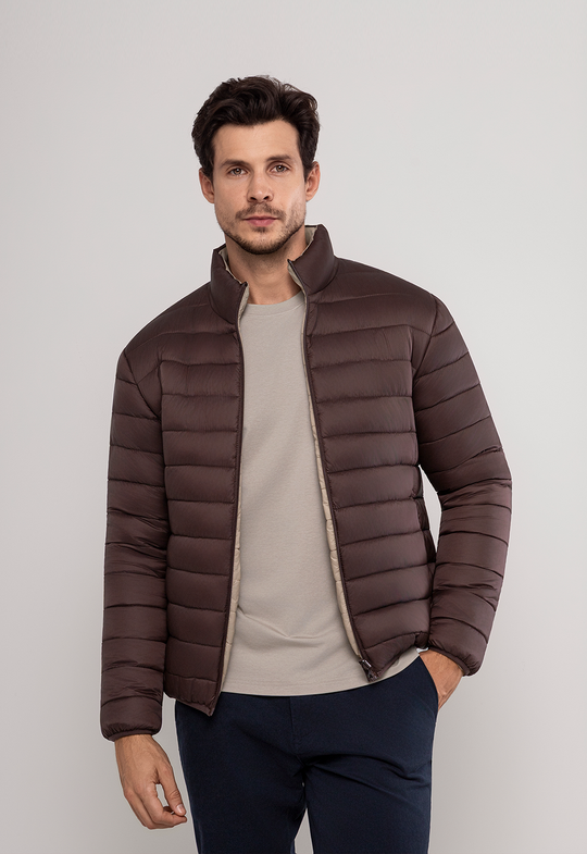 Jaqueta Puffer Dupla Face  Marrom/Bege