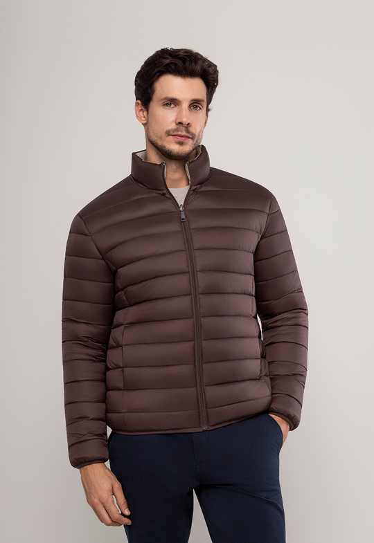 Jaqueta Puffer Dupla Face  Marrom/Bege