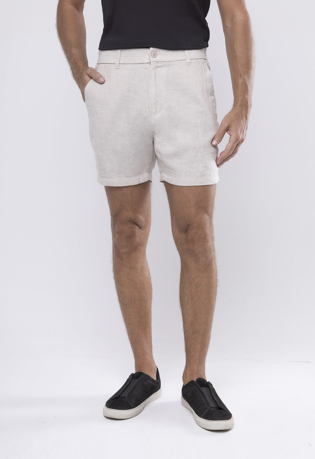 Shorts Linho com Algodão Capri Areia