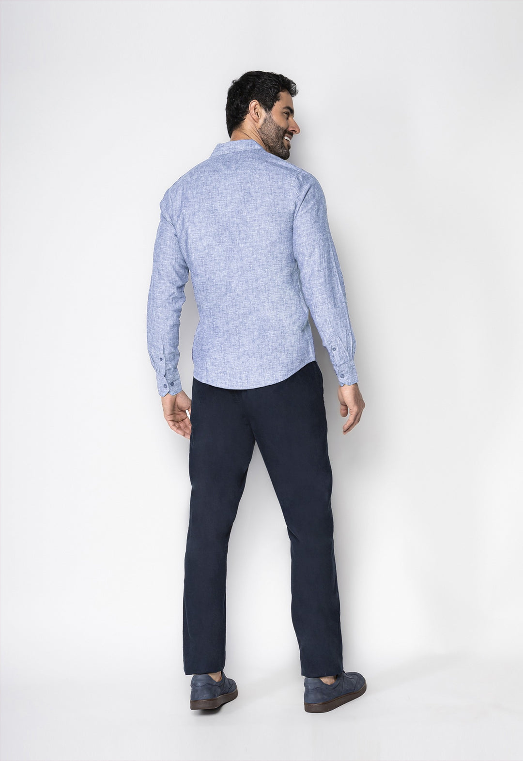 Camisa Linho com Algodão Capri Azul