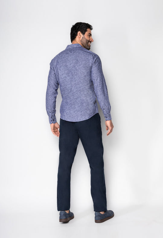 Camisa Linho com Algodão Capri Marinho