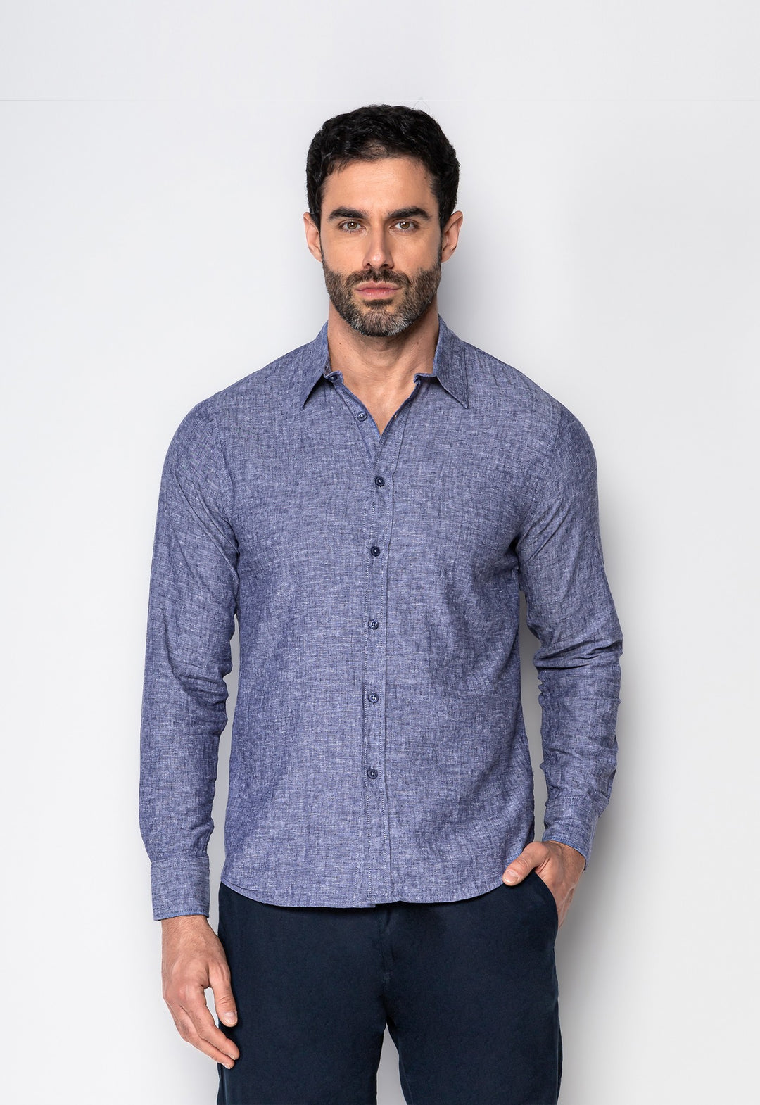 Camisa Linho com Algodão Capri ML Marinho