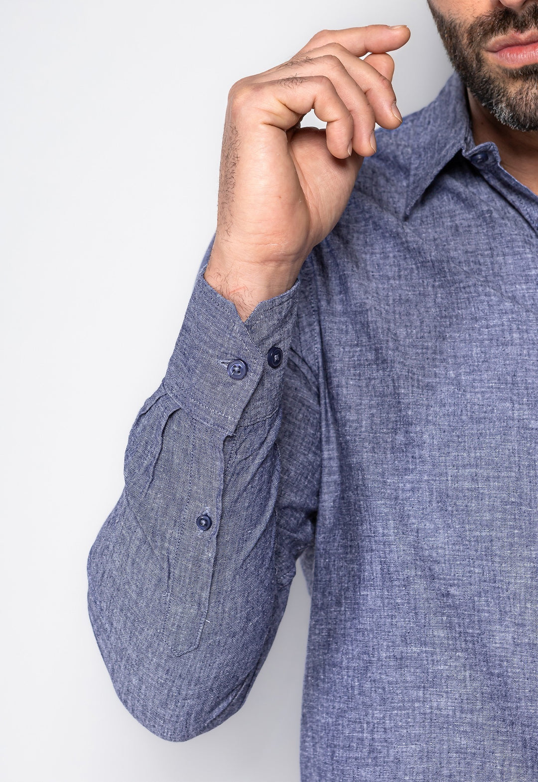 Camisa Linho com Algodão Capri Marinho