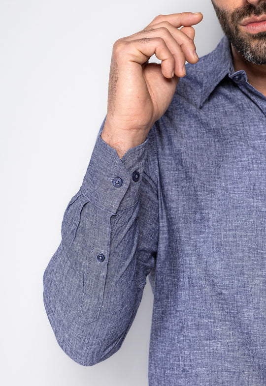 Camisa Linho com Algodão Capri Marinho