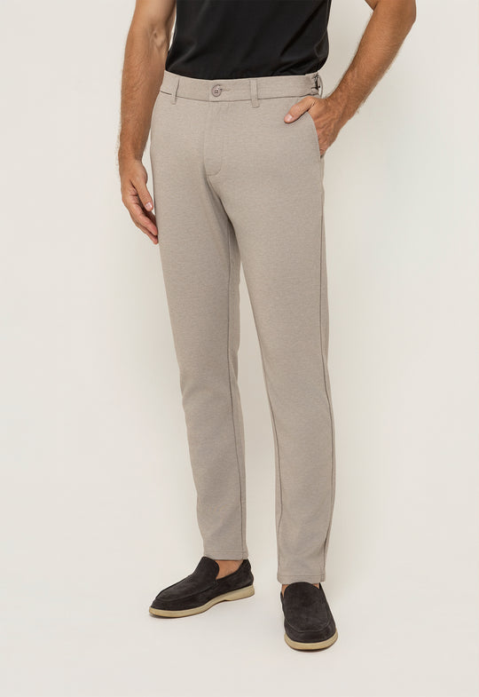 Calça Malha Ajuste Cos Bege Mescla