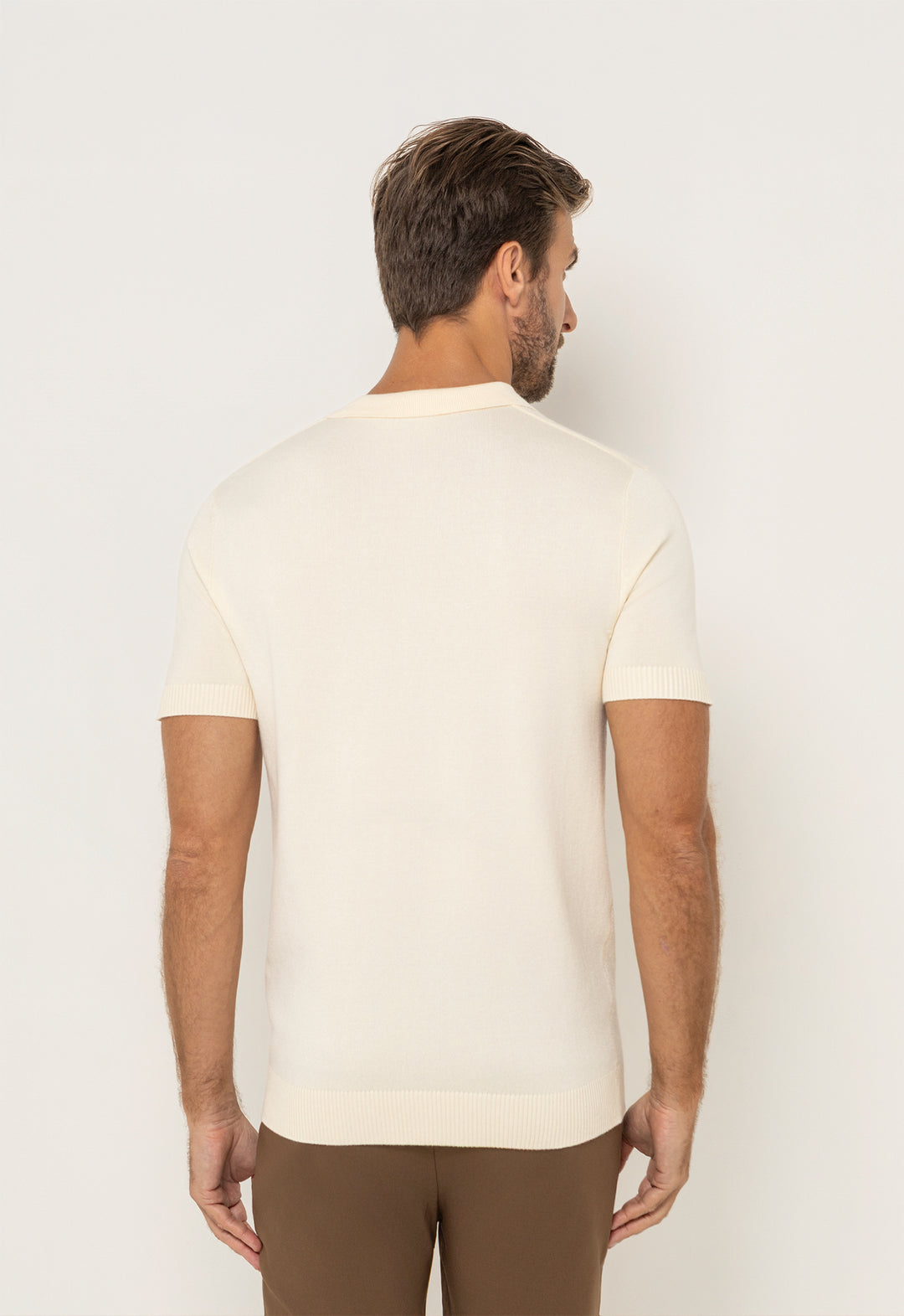 Polo Tricot Meio Zip Creme