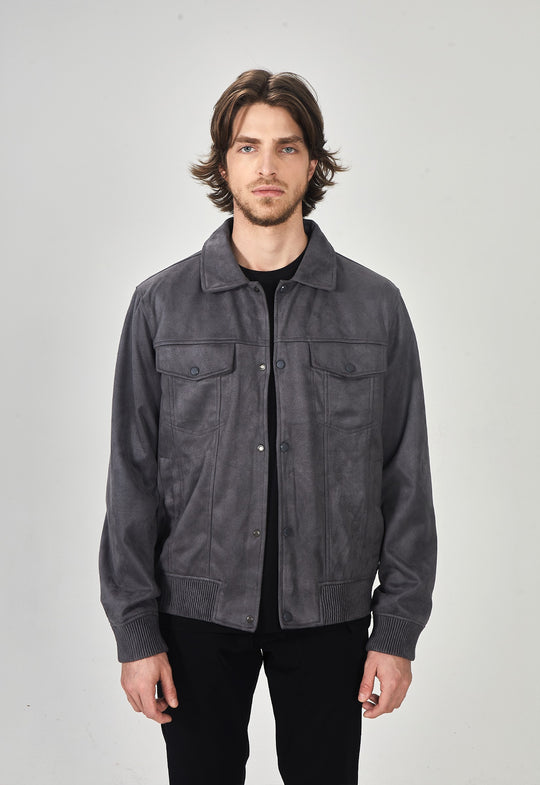 JAQUETA SUEDE FORRADA CINZA