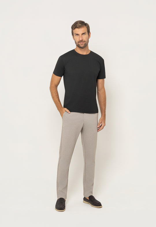 Calça Malha Ajuste Cos Bege Mescla
