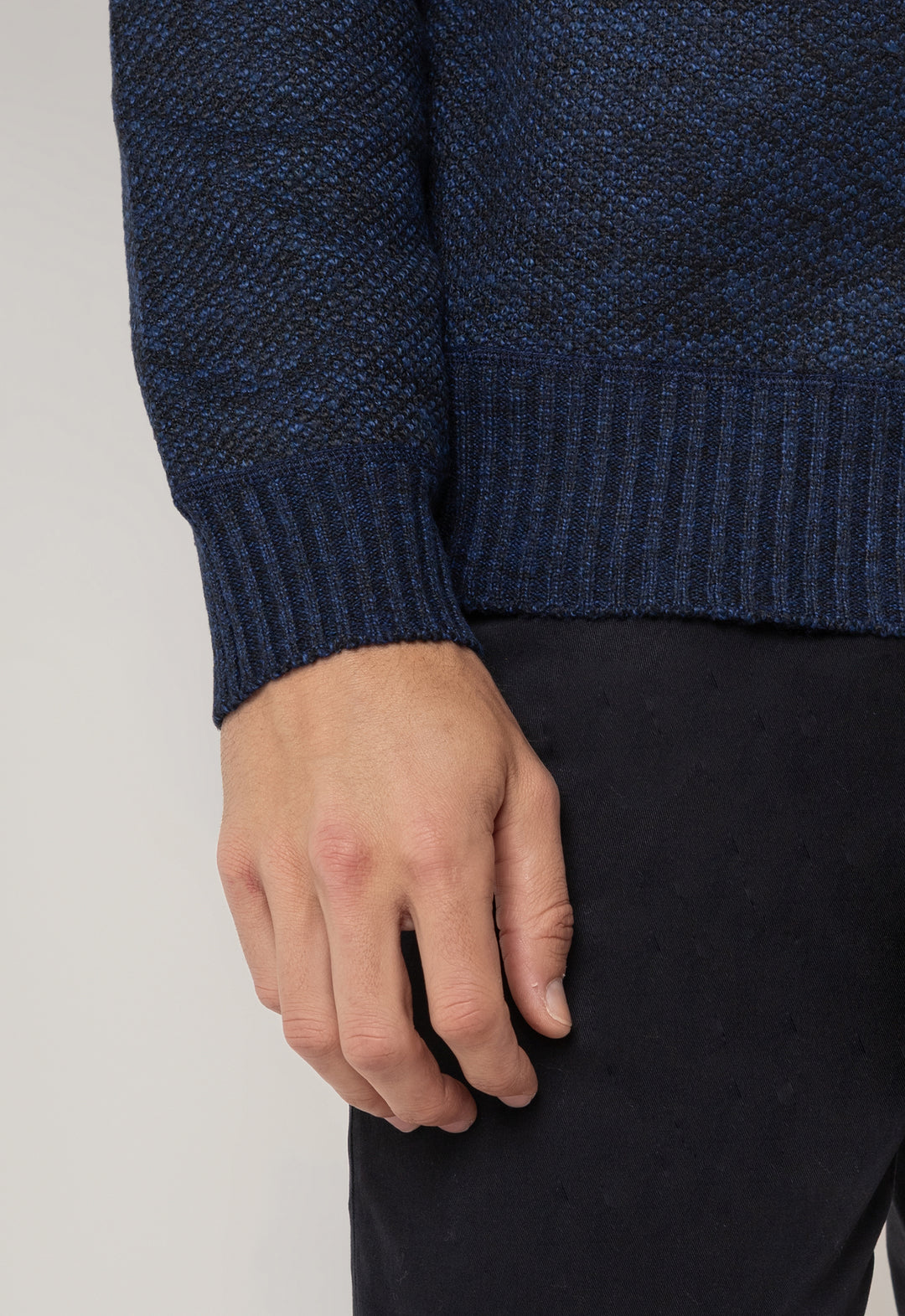 TRICOT MESCLADO MEIO ZIP MARINHO