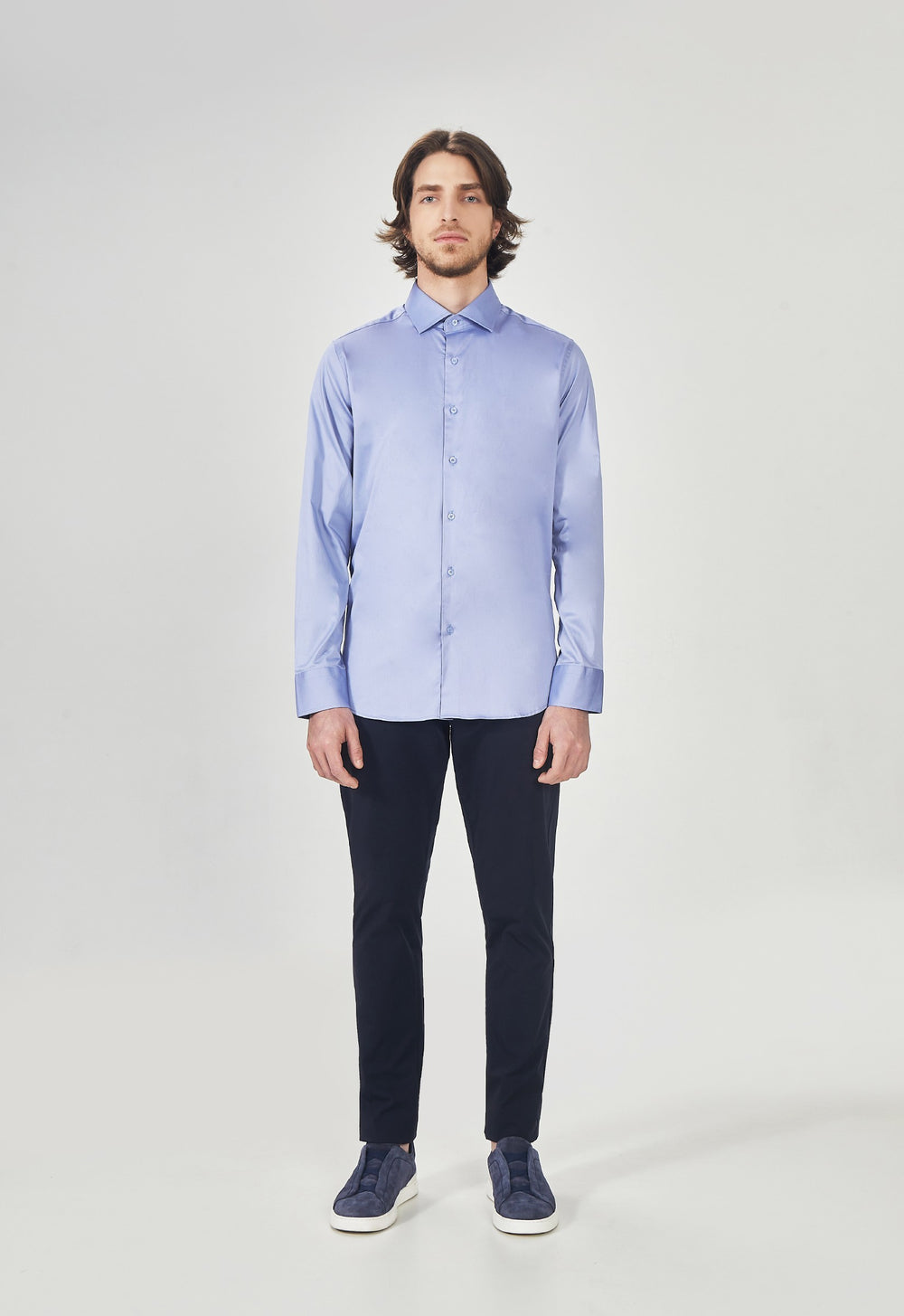 Camisa Social Tricoline Garments Azul