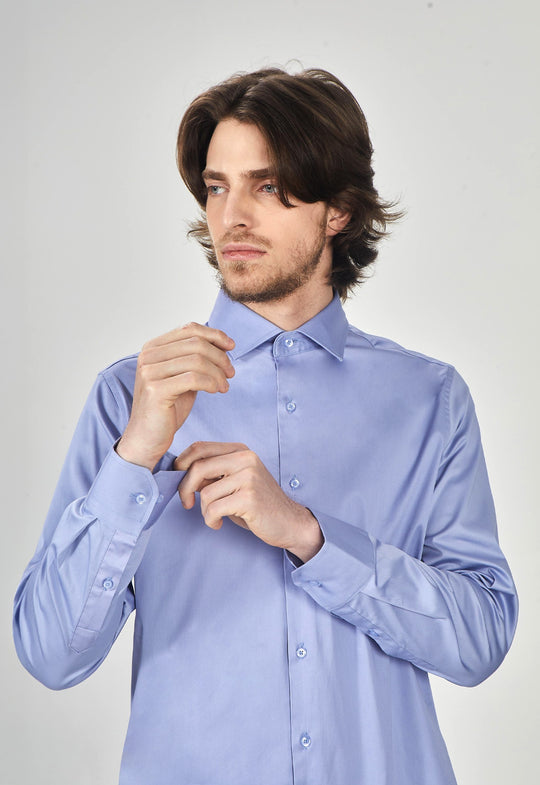 Camisa Social Tricoline Garments Azul