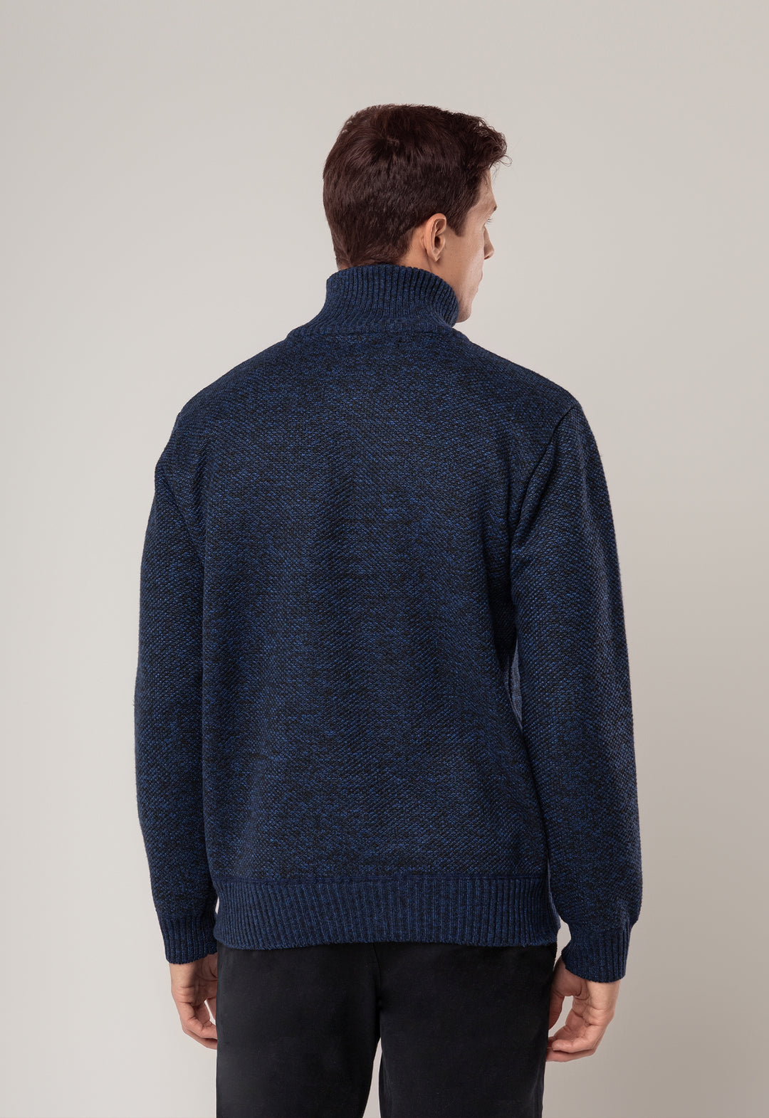 TRICOT MESCLADO MEIO ZIP MARINHO