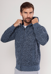 Tricot Mesclado Zip C/ Capuz Azul