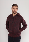Tricot Mesclado Zip C/ Capuz  Bordô
