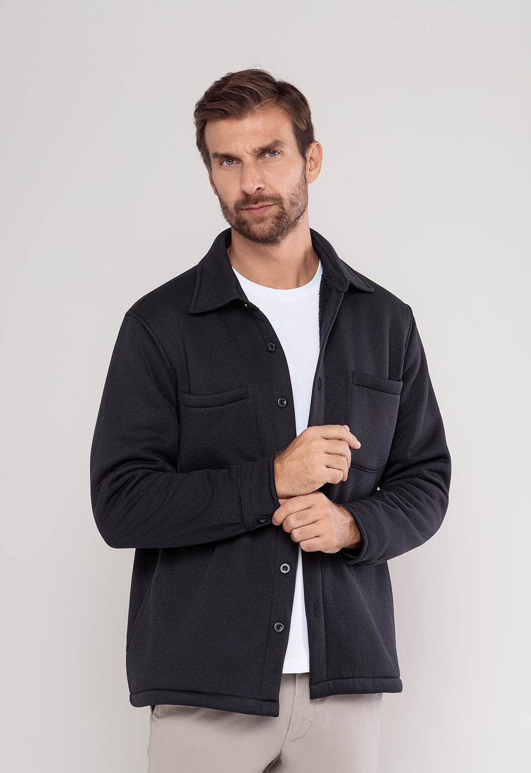 Camisa Premium Forrada Em Sherpa Preta