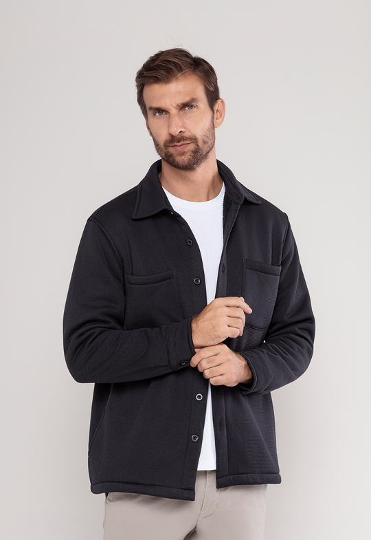 Camisa Premium Forrada Em Sherpa Preta
